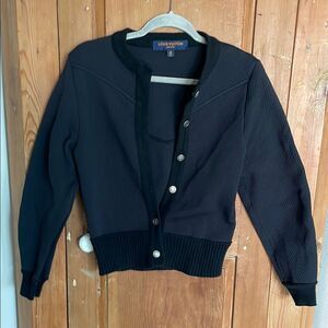 Authentic Louis Vuitton Black textured wool blend Employee Cardigan Jacket